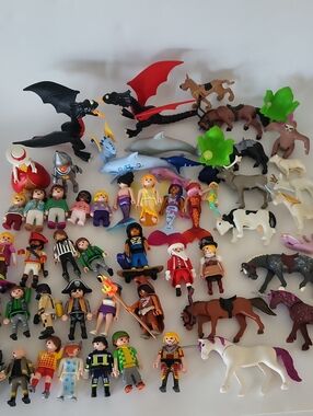 Playmobil Huge Lot 50+ Pcs Figures Animals Unicorn Dragons Dolphins